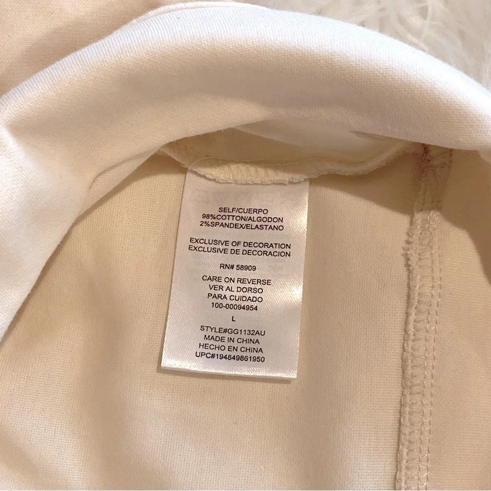 NEW! GB Girls Sweatshirt Round Neck Long Sleeve Drop Shoulder Oyster White Large